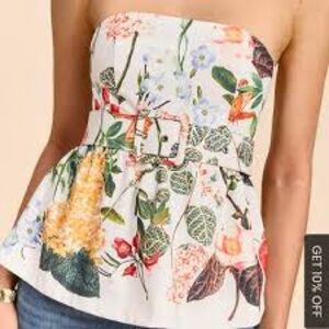 Commense Floral Strapless Blouse - Multicolor